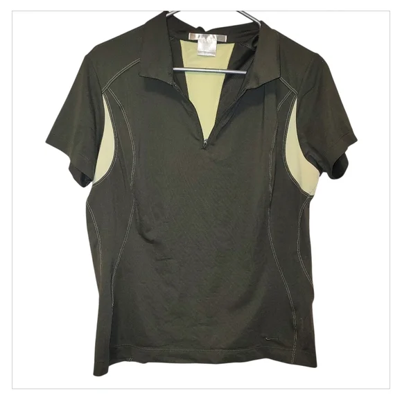 4/25 Nike Women’s Golf Shirt Medium Green Short Sleeve Zip Polo Athletic - Picture 1 of 5